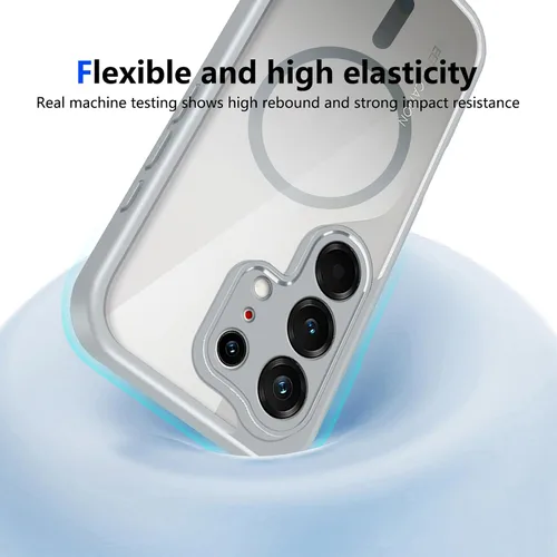 Vista 382 de Funda magnética transparente compatible con Xiaomi 17T, color negro 2 en 1 PC + TPU cubierta de teléfono a prueba de golpes, carcasa protectora