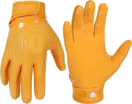 Vista 15 de HANDLANDY Guantes de fútbol para jóvenes, guantes receptores adhesivos para niños, guante de fútbol de súper agarre, mejor regalo para niños y niñas