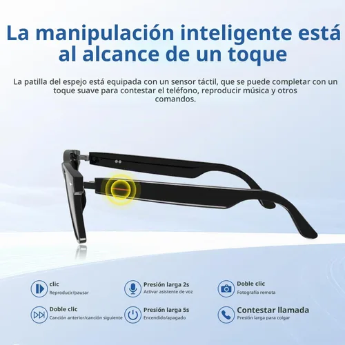 Vista 4 de Lentes inteligentes para hombres y mujeres, lentes de sol Negro-E13