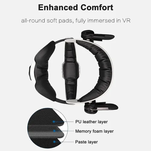 Vista 3 de Unido VR Accessories for Oculus Quest 2- Comfort Egnormic Design Elite HeadStrap with External Battery Holder