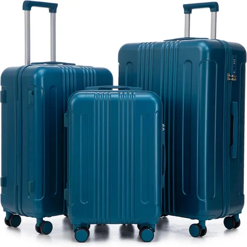 Vista 148 de Merax 3 piezas expandible ABS Hardshell equipaje Sets Spinner Wheel Maleta TSA Lock Suit Case, Apertura frontal negra, Juego de 2 piezas, Maleta