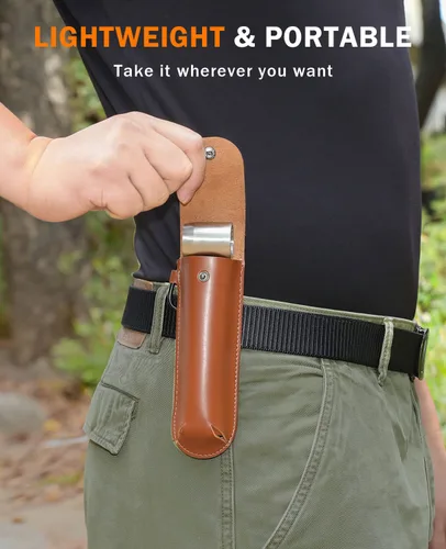 Vista 4 de Bushcraft - Llave de barrena manual, taladro de madera de ojo escocés resistente, taladro de madera, herramienta manual con funda de cuero