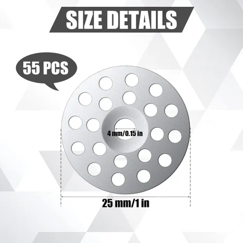 Vista 2 de AIEX 55pcs arandelas de reparación de pared de yeso de 1 pulgada, arandelas planas plateadas cinc de acero para techo de paneles de yeso