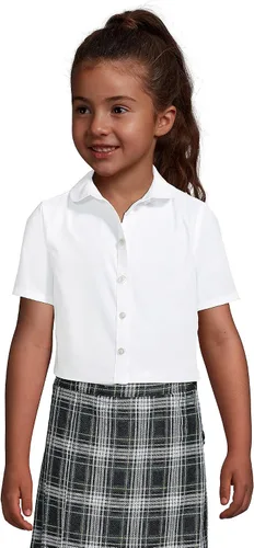 Vista 3 de Lands' End Camisa de tela ancha de manga corta con cuello Peter Pan para niñas