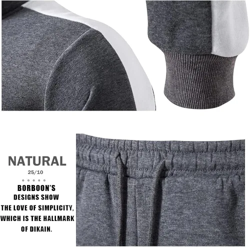 Vista 5 de BORBOON Traje deportivo casual de poliéster con cremallera completa para hombre, traje deportivo de entrenamiento para uso fresco o frío