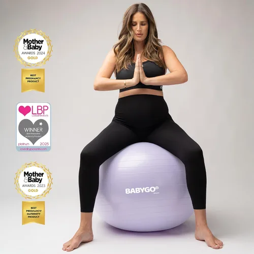 Vista 5 de BABYGO Pelota de Parto – Juego de pelota y libro de yoga para embarazo, trabajo de parto y ejercicio con enfoque en trimestres, fisioterapia