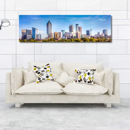 Vista 4 de Atlanta Skyline - Arte de pared para sala de estar, lienzo de paisaje urbano, decoración moderna para el hogar, imágenes panorámicas, edificio