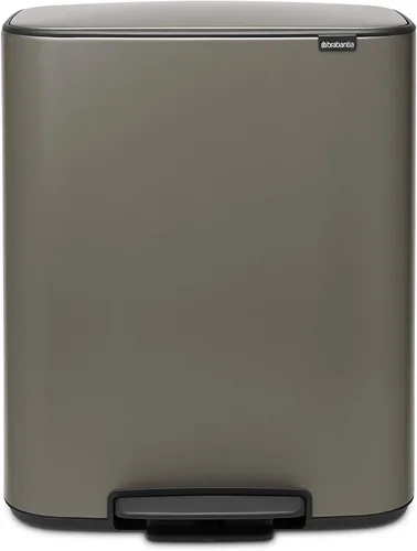 Vista 11 de Brabantia Bo - Basurero de cocina con compartimento individual, color negro mate, cubo interior de 9.5 galones, cubo de basura de cierre suave