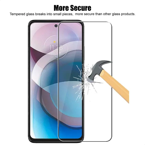 Vista 5 de (3+3) Protector de pantalla de vidrio templado con protector de lente de cámara, antiarañazos, transparente HD (3+3) para Motorola Moto G 5G y One