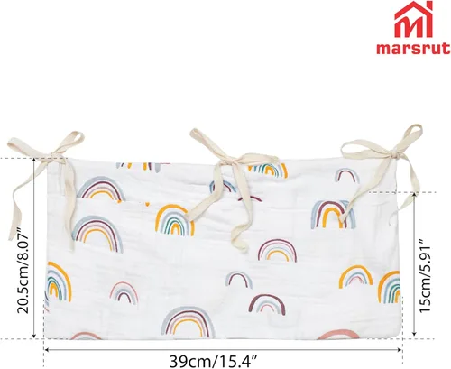 Vista 2 de Bolsa organizadora de almacenamiento colgante para cuna, bolsillo para cunas de bebé, material de algodón, bolsas multifuncionales para organizar