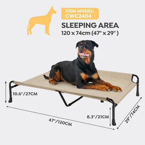 Vista 3 de Veehoo Cama elevada para perros, catres elevados para perros grandes, cama impermeable para perros al aire libre, hamaca para mascotas