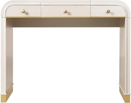 Vista 6 de Classic Wood Vanity Desk with Flip Mirror and 2 Drawers Champagne