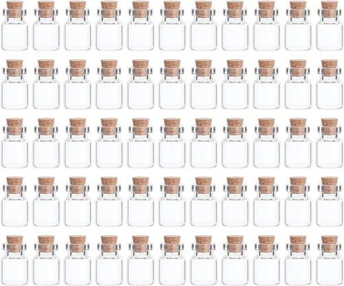 Vista 28 de 25 mini botellas de vidrio con tapas de corcho, 5 formas clásicas, pequeños frascos de vidrio, botellas de deseos, pequeños frascos decorativos