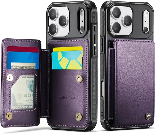 Vista 36 de Vinich for iPhone XR Wallet Case with Card Holder, Black RFID Blocking Credit Slots, Kickstand, Shockproof Flip Phone Cover, PU Leather, Double