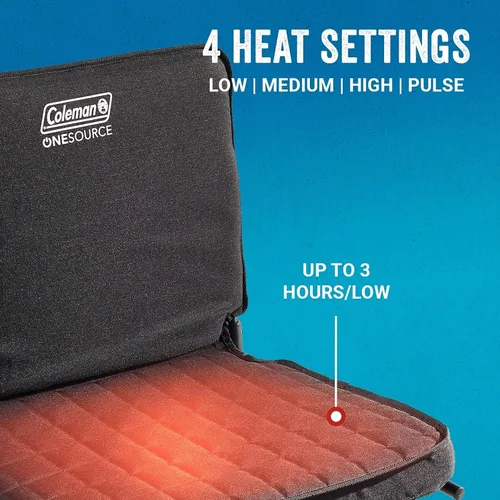 Vista 3 de Coleman OneSource - Asientos térmicos recargables, silla de campamento con calefacción, almohadilla para silla y asiento de estadio para descansar