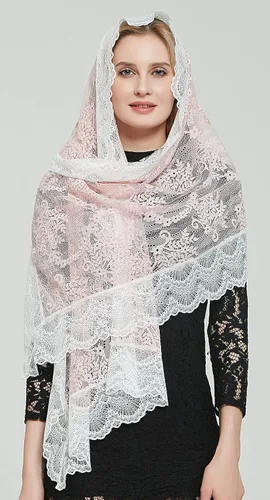 Vista 30 de Bufanda de encaje floral vintage de pestañas capilla velo mantilla infinito latino masa S04