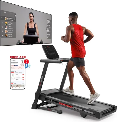Vista 8 de Sunny Health & Fitness Treadmill Elite Smart Auto Incline for Home Use, Wide Running and Walking Deck, Flex Shock Suspension with 300 LB