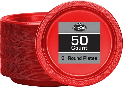 Vista 7 de Hanna K. Signature - Platos de plástico negro para fiesta, platos desechables de 7 pulgadas, 50 unidades, suministros de fiesta para aperitivos