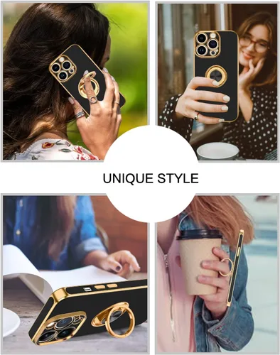 Vista 9 de BENTOBEN Funda para iPhone 14 Pro Max, delgada, ligera, soporte de anillo de 360°, soporte de soporte para automóvil, a prueba de golpes