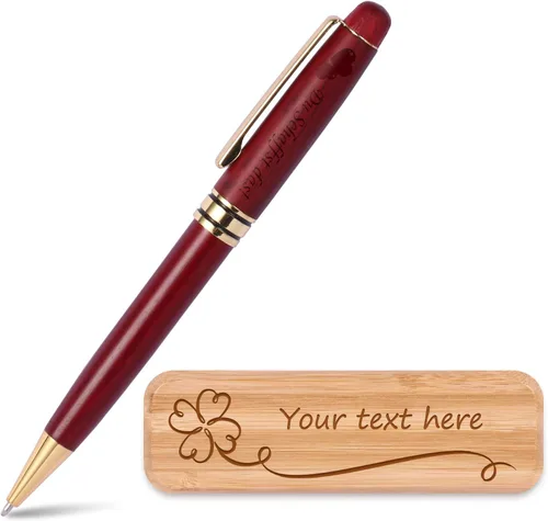Vista 12 de Juego de regalo de bolígrafo de madera de lujo grabado personalizado con estuche de negocios, bonito bolígrafo de escritura con caja y repuestos