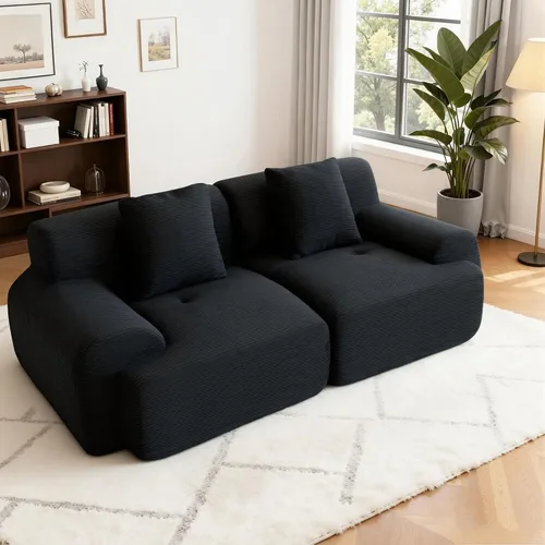 Vista 21 de Sofá Seccional Modular Cloud de 120", Sofá Sin Estructura, Sofás Tapizados en Forma de L con Asiento Profundo, Sofás de Pana Modernos y Acogedores
