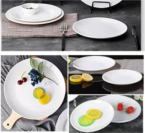 Vista 5 de Platos de melamina, platos de postres pequeños reutilizables para exteriores e interiores, aptos para lavavajillas, juego de 2 (7 pulgadas)