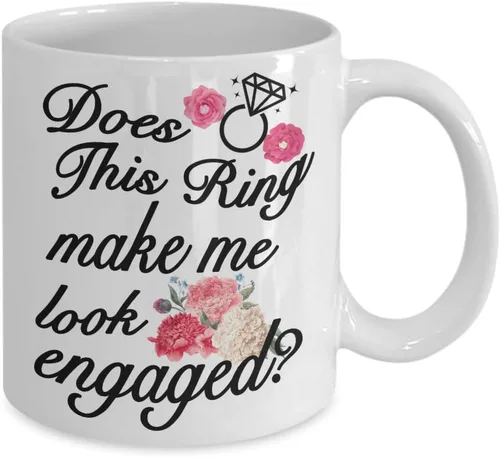 Vista 2 de Regalo para prometido – ¿Este anillo me hace mirar comprometido taza – Cesta de compromiso idea de regalos – Taza de café prometido