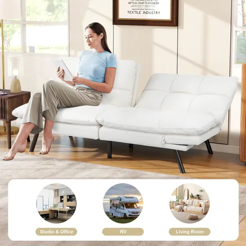 Vista 6 de MUUEGM Sofá cama tipo futón de espuma viscoelástica con respaldo ajustable, reposabrazos extraíbles para espacio pequeño, sofá de oficina, sala