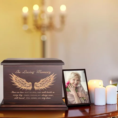 Vista 4 de Urnas conmemorativas de cremación para cenizas humanas, hombres y mujeres, caja de urnas de madera y ataúd para cenizas, hombres, mujeres y niños