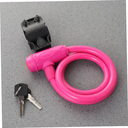 Vista 2 de INOOMP Candado de bicicleta antiarañazos, color rosa, candado de acero para bicicleta, bloqueo de cadena, sin llave, acabado cromado