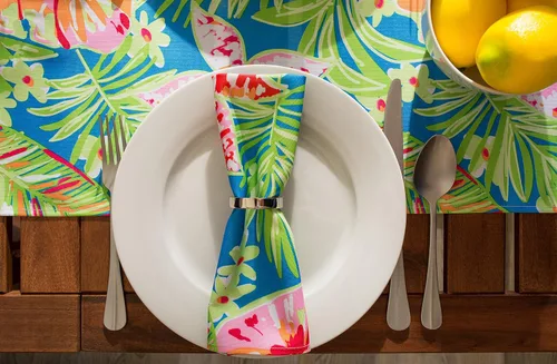 Vista 7 de DII Summer Floral - Colección de mesa para exteriores, resistente a las manchas y al agua, juego de servilletas, floral
