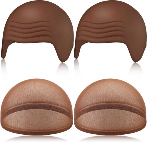 Vista 11 de WILLBOND 4 piezas de gorras calvas de Halloween para maquillaje de látex calvo, gorra para cabeza, peluca, sombrero, accesorios de disfraz