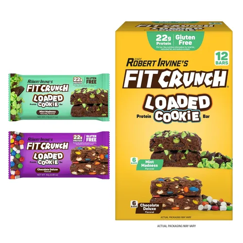 Vista 7 de FITCRUNCH - Barra de proteína de galletas cargada, alta proteína, sin gluten, aperitivo proteico (12 barras de galletas, locura de menta)