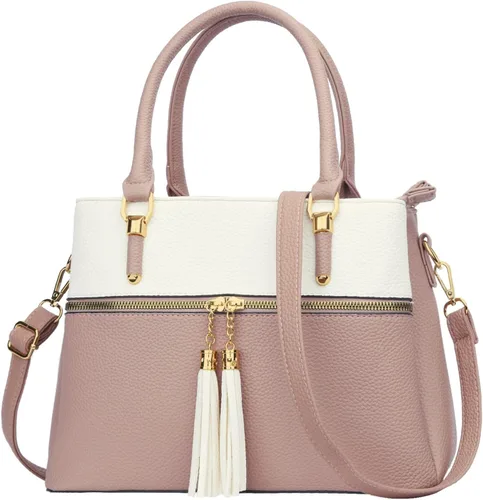 Vista 11 de KKXIU Bolsos tipo satchel para mujer con asa, bolsos de hombro y carteras con bolsillos y cremallera, bolsos cruzados de cuero