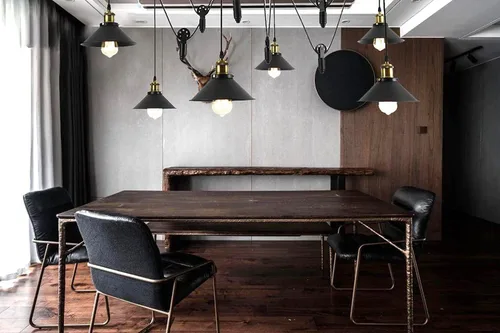 Vista 3 de Lámpara colgante de polea con 6 luces, ajustable para bricolaje, industrial, vintage, rústico, lámpara de techo Edison rústica, lámpara colgante