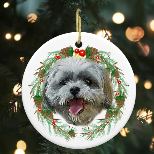 Vista 14 de Colgante de perro esquimal americano de 3 pulgadas para decoración de árbol de Navidad, bonito adorno de día festivo para cachorros, regalos