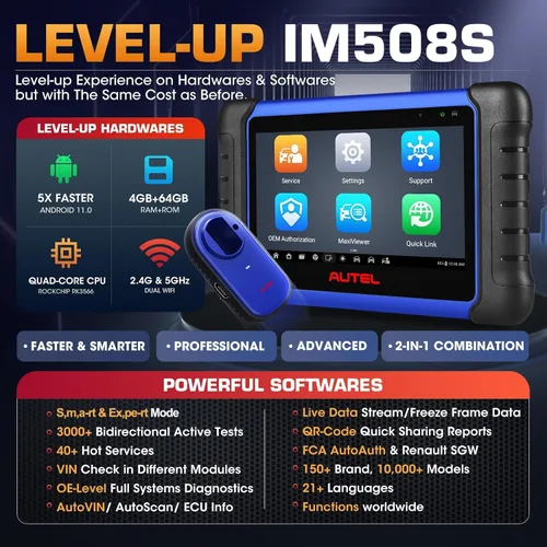 Vista 2 de Autel MaxiIM IM508S OBD II Scanner 2026 Herramienta de escaneo bidireccional con XP200