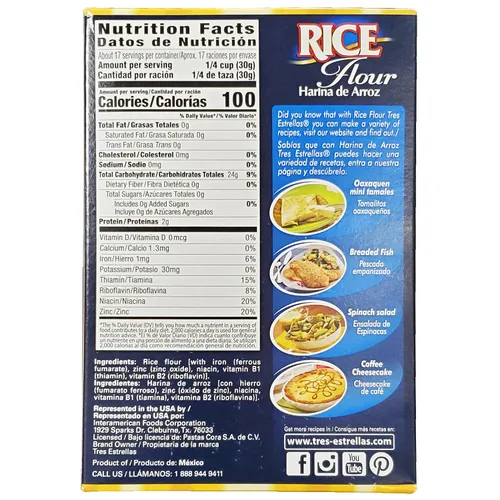 Vista 3 de Tres Estrellas Harina de arroz Harina de Arroz (paquete de 4, total de 70.56oz)