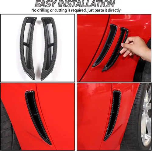 Vista 6 de Lcojicep Rejilla de ventilación lateral trasera para coche compatible con Chevrolet Corvette C6 2005-2013, rejilla de ventilación lateral para ABS