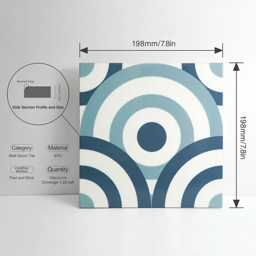 Vista 3 de COLAMO Azulejos de Lujo 10 Piezas Azul Brillante Despegar y Pegar, Autoadhesivos para Salpicadero de Cocina para Pared de Acento, Azulejo de Pared