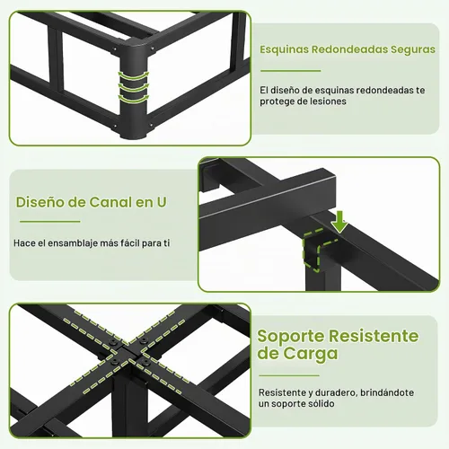 Vista 5 de Seiugaga - Base de cama de metal de 10 pulgadas con cubierta de tela