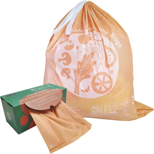 Vista 9 de Bolsas de basura compostables de 13 galones, bolsas altas de basura de alimentos resistentes para cocina, extragruesas, certificadas US BPI ASTM