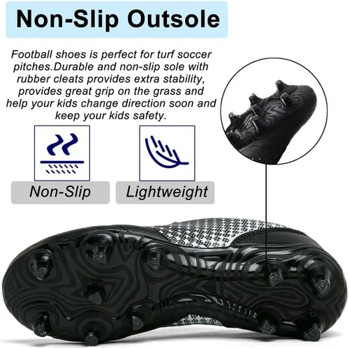 Vista 4 de Zapatos de fútbol para niños y niñas, zapatos de fútbol para niños y niñas, atléticos, para exteriores, zapatos de fútbol para jóvenes, zapatos