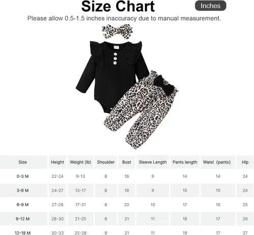 Vista 7 de PATPAT Baby Girl Clothes Long Sleeve Outfits Set Baby Girl Trousers Set