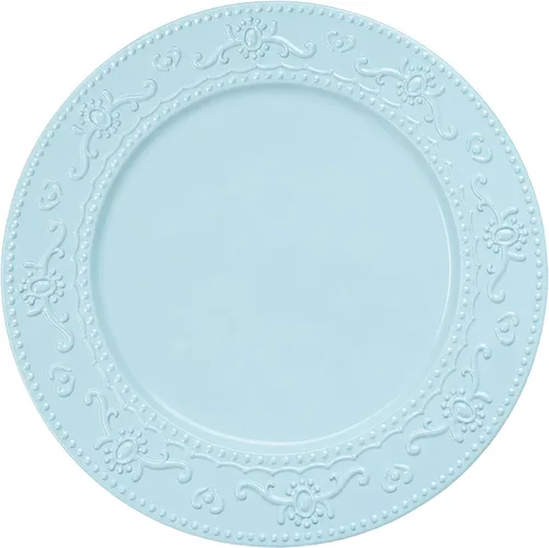 Vista 9 de Platos de carga de 13" de aluminio rosa, juego de 6 platos elegantes con relieve de encaje, platos de servidor redondos para plato de cena, juego