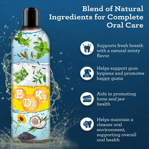 Vista 2 de GuruNanda Fórmula avanzada de extracción de aceite (8 onzas líquidas) con raspador de lengua y aceite de coco para jalar aceite de coco y menta