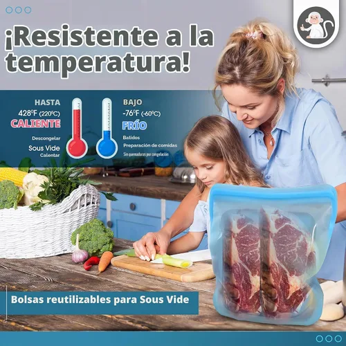 Vista 3 de Albino Monkey XXL - Bolsa de silicona para congelador para hielo y sopa, 1 Azul