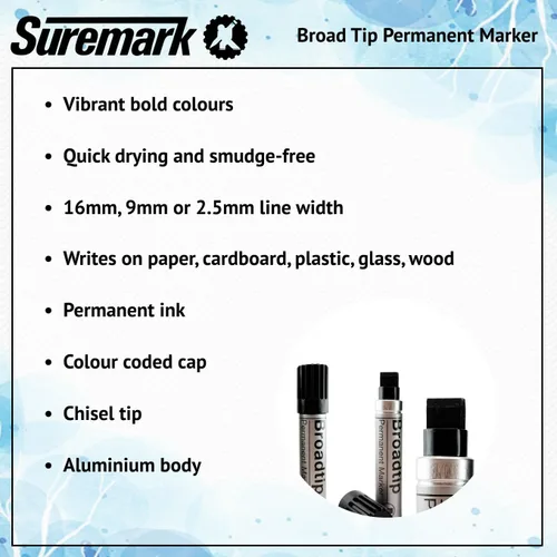 Vista 2 de SureMark 2 x Marcador Permanente Jumbo Punta Ancha Alpha, Negro