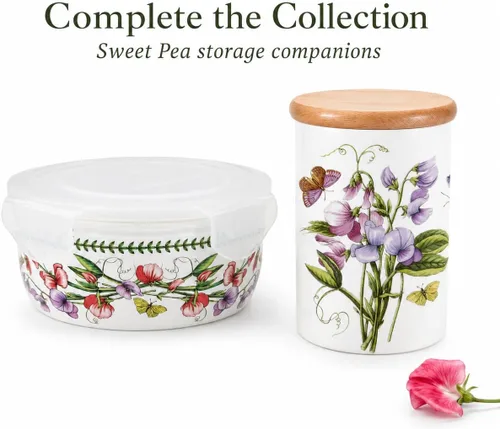 Vista 10 de Portmeirion Botanic Garden - Contenedor redondo de almacenamiento de 6.5 pulgadas con tapa, diseño floral, tapa hermética y con cierre a presión