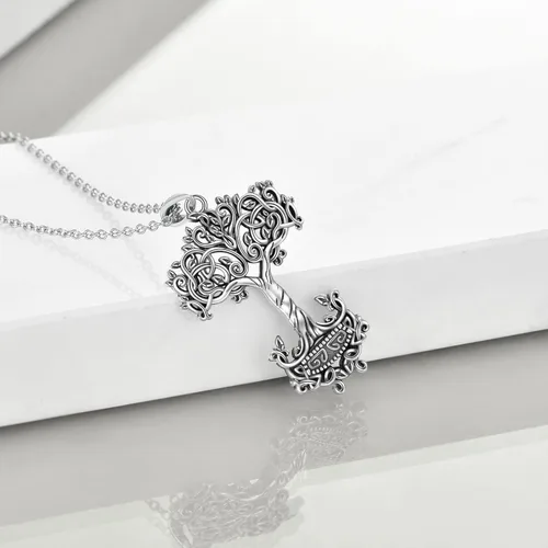 Vista 3 de YAFEINI Joyería vikinga con colgante de daga de talismán de arma vikinga, regalo de joyería vikinga para hombres, Plata esterlina, No es una piedra